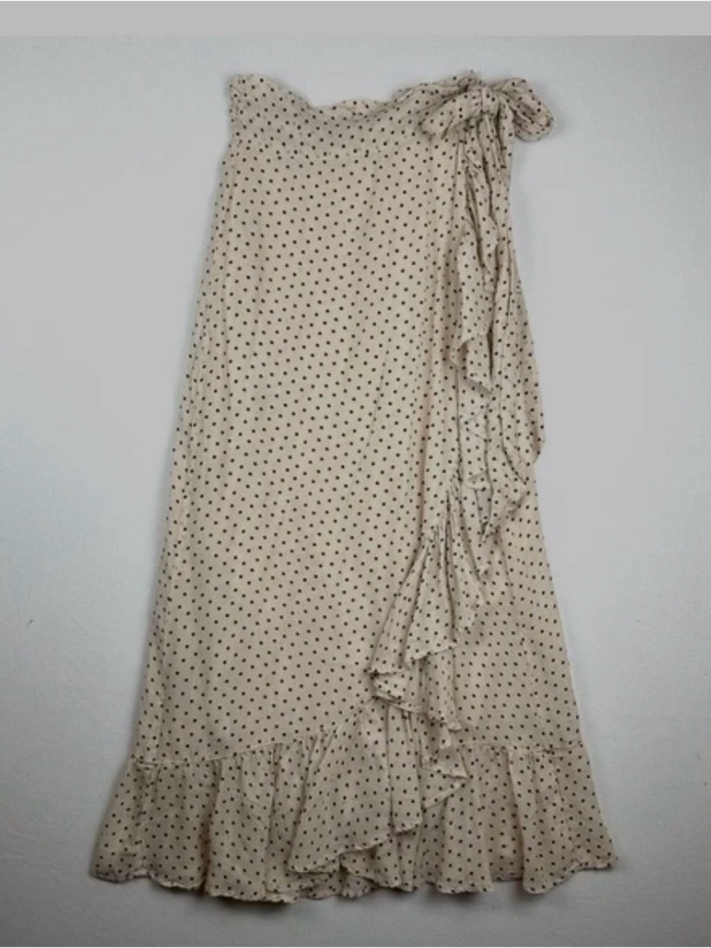 Ganni Polka Dot Ruffle Maxi Skirt - Cream
